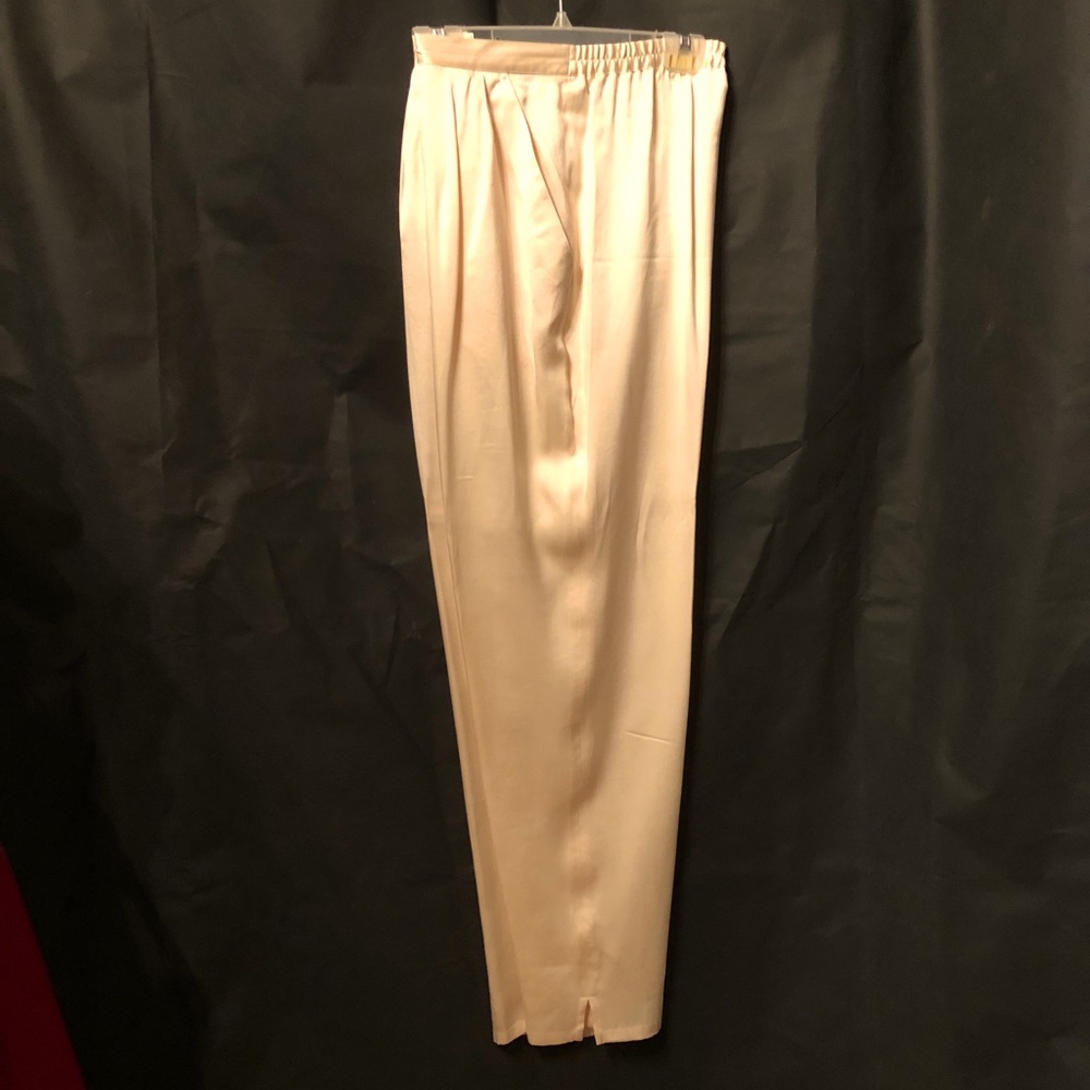100% Silk creamy ivory trousers, ankle slits